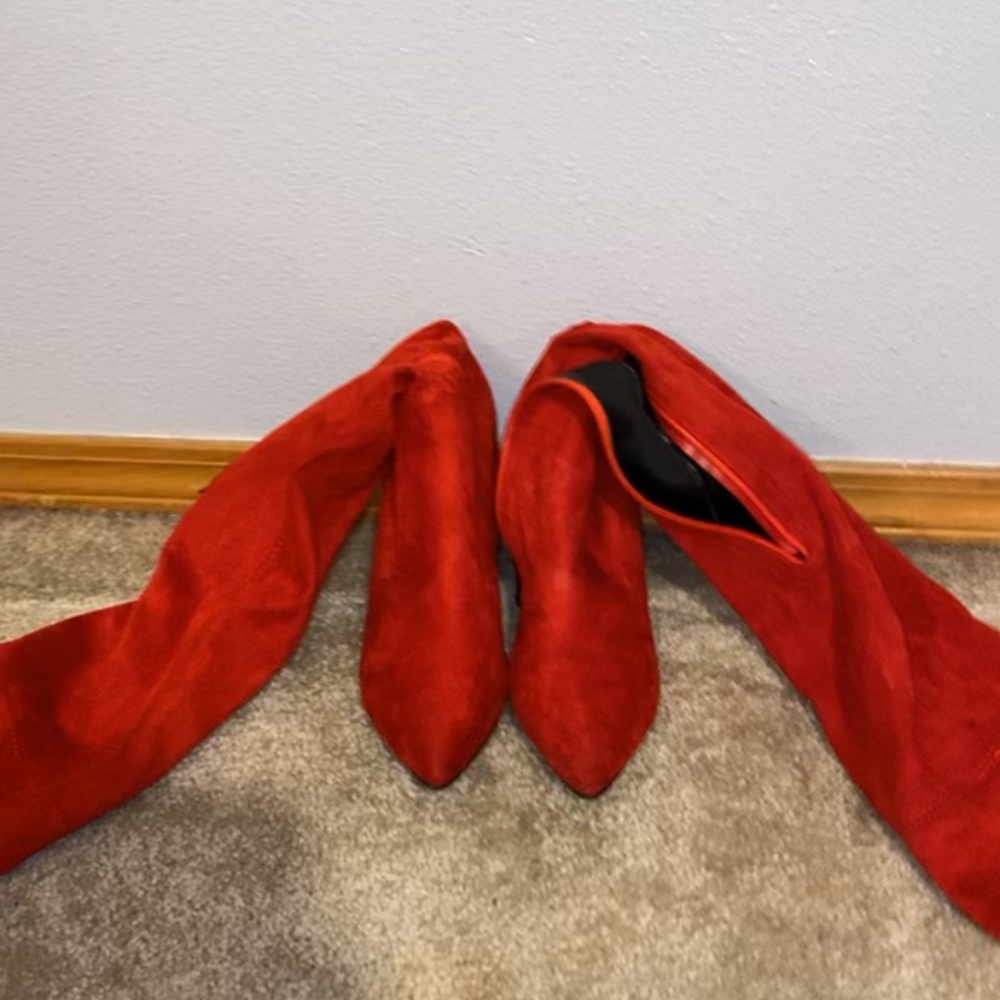 Over the knee red boots